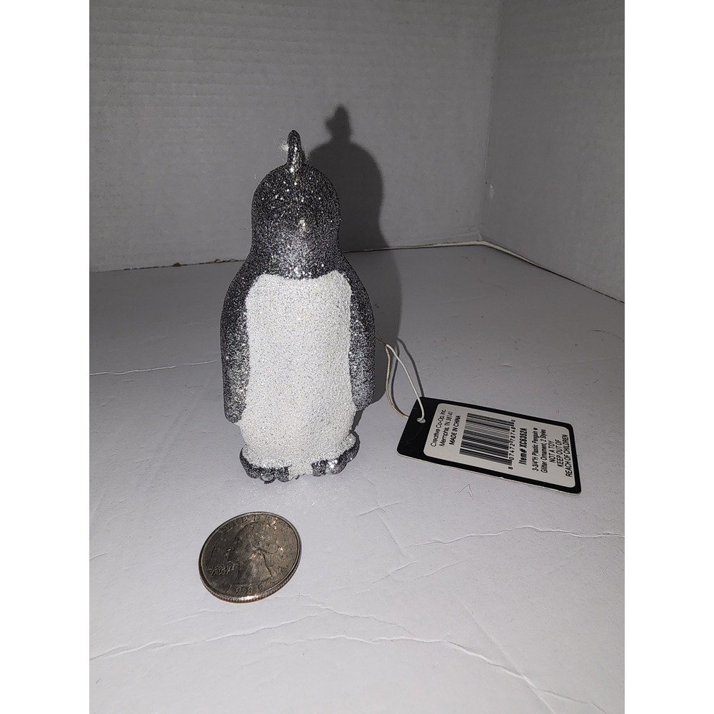 Plastic Glitter Penguin Christmas Tree Ornament